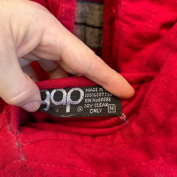 Vintage Gap Reversible Plaid Quilted Vest Red Flannel Layer Size M - Picture 5 of 6
